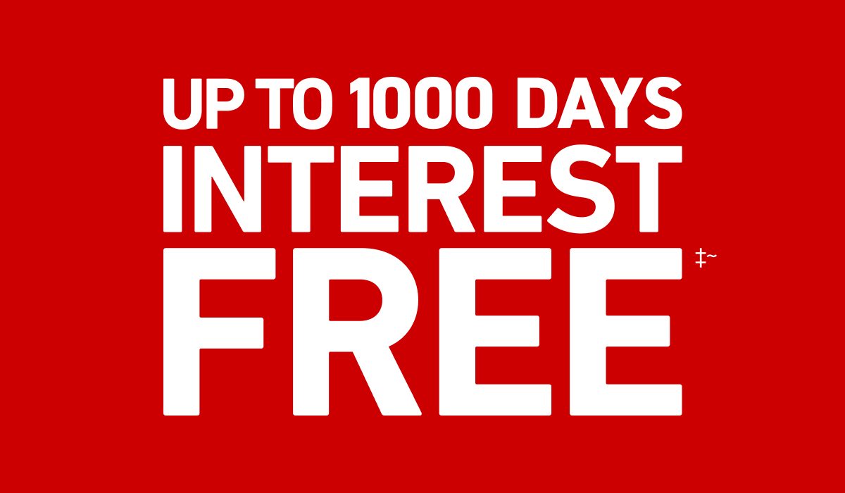 Up to 1000 days interest free